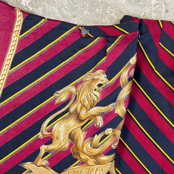 Ralph Lauren Blue Label Lion Heraldry Crest  100% Silk Wrap Skirt Small - Picture 8 of 14